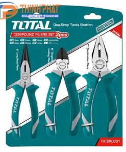 Bộ kìm điện, kìm cắt và kìm nhọn 3 chi tiết Total THT2K0301