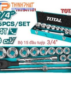 Bộ tuýp và cần mở 15 chi tiết 3/4" Total THT341151